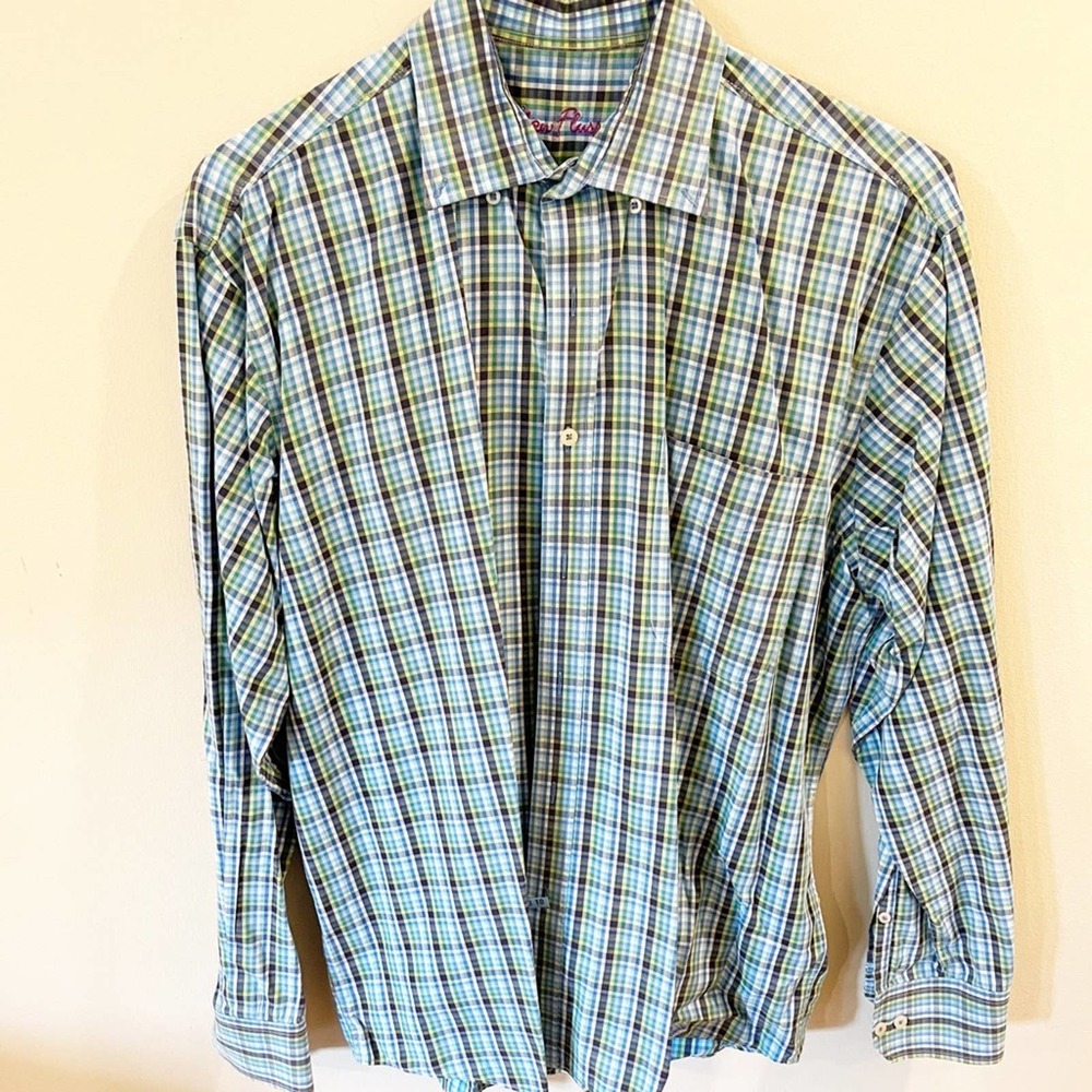 Alan Flusser Plaid Button Down Long Sleeve Top M